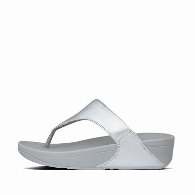 Fitflop Lulu Leather Toe-Post - Sandalen Damen - Silber (MDC628517)